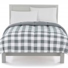 NEW The Big One Reversible Lightweight Down Alternative Comforter Full/Queen Size Buff Check Gray