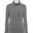 New Womens Croft & Barrow Ribbed Turtleneck Sweater Top in Black & White Marl Small or S