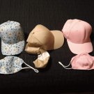 NEW Lot of 3 Adjustable Baseball Caps Hats + Face Mask Womens OSFA