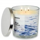 New Retired Sonoma Brand Blue Citron Essential Oils 3-Wick Candle Jar - Up to 50 Hours