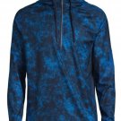NEW Russell Mens Active Half Zip Hoodie Blue Splatter Pullover Training Jacket in Small (34/36)