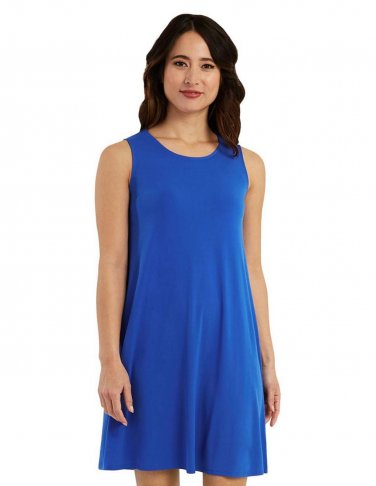 NEW Womens AB Studio Embroidered Sleeveless Swing Dress XS - Cobalt Blue