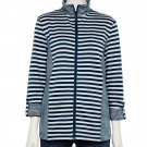 Womens Croft & Barrow Mixed Stripe Zip-Front Jacket Navy Blue/White Small NEW