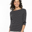 Croft Barrow Womens Petite Essential Boatneck Top Black & White Stripe NEW Small or S