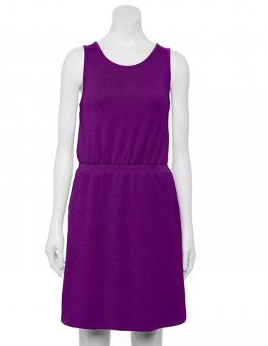 NEW Womens Tek Gear Sleeveless French Terry Dress Pockets in Purple, Size XS