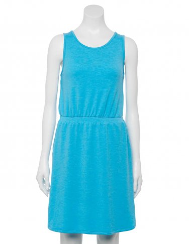 NEW Womens Tek Gear Sleeveless French Terry Dress Pockets in Teal Blue, Size XS