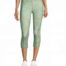 NEW Womens Xersion High Rise Quick Dry Workout Leggings Capris - XS - Green Zebra Print Pockets
