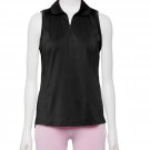 NEW Women's Tek Gear Zip-Up Golf Sleeveless Polo Top Shirt Black XS