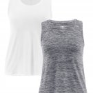 Athletic Works Womens Core Active Racerback Tank Top Lot of 2, Gray & White XS
