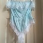 Vintage Blue Lacy Strapless M Romper Sheer Cheeky Teddy Lingerie Made In USA