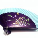 Wedding Favors Folding Handfan 201007 with Orchid Flower Design Green Fabric Color