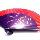 Bridal Red Color Spray Painted Folding Handfan 201009 with Orchid Flower Design