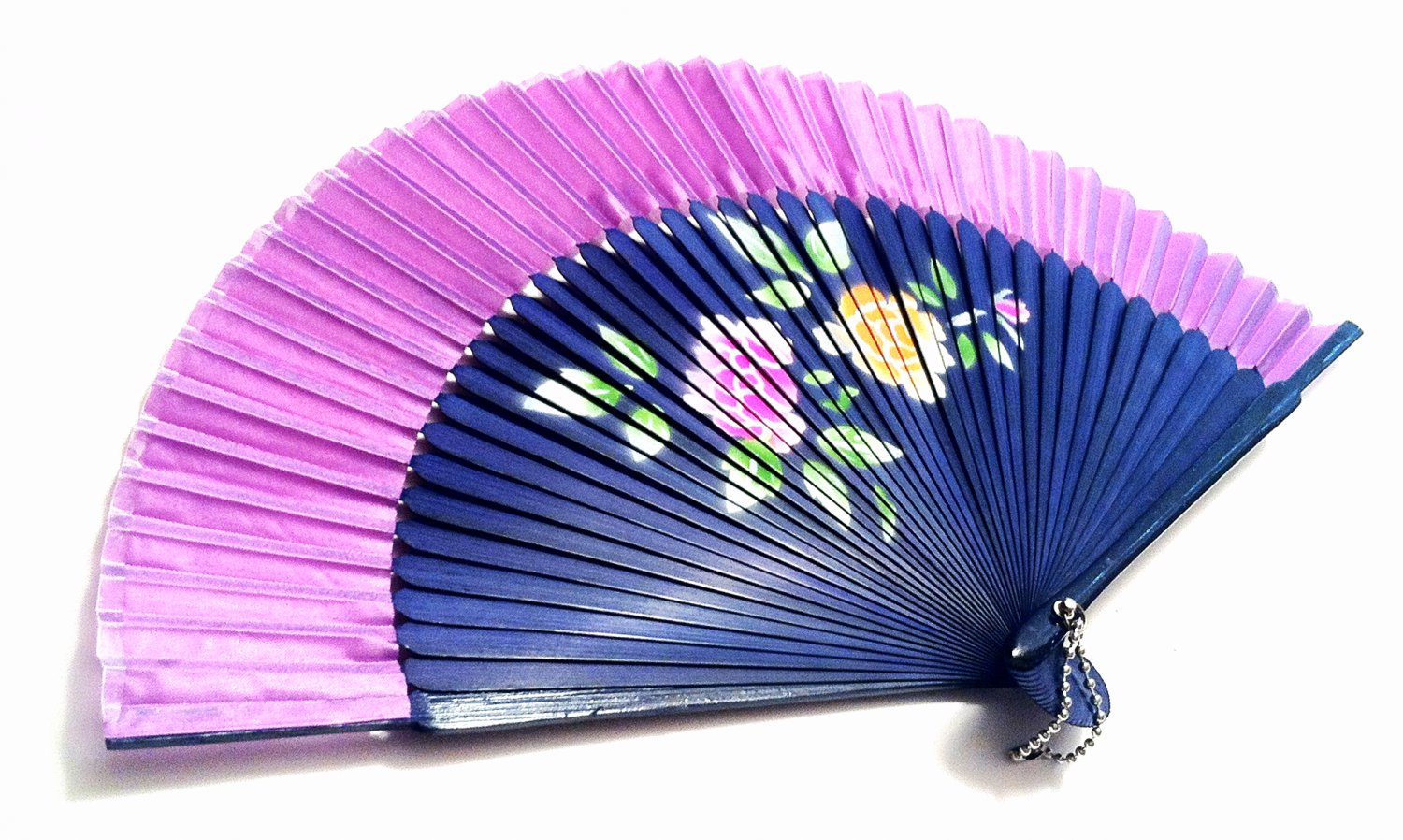 Wedding Fan Folding Handfan 201013 Spray Painted with Peony Flower Design Light Purple Color