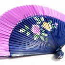 Wedding Fan Folding Handfan 201013 Spray Painted with Peony Flower Design Light Purple Color