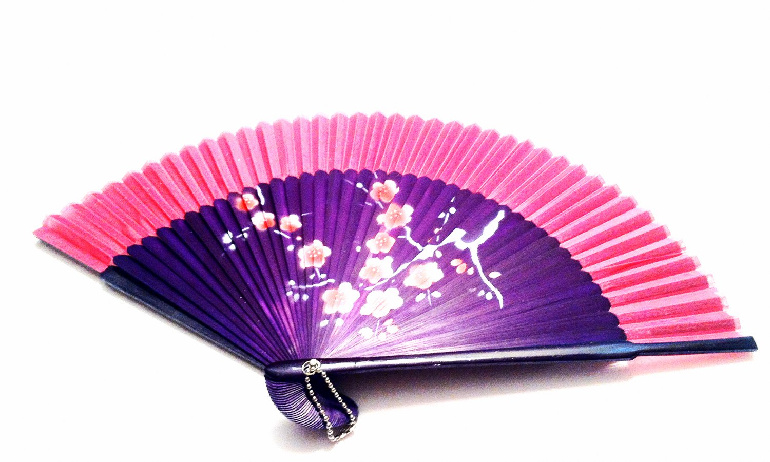 Chinese Wedding Fan Folding Handfan 201017 Spray Painted Plum Flower Design Pink