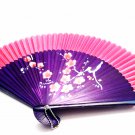 Chinese Wedding Fan Folding Handfan 201017 Spray Painted Plum Flower Design Pink