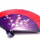 Chinese Wedding Fan Folding Handfan 201018 Spray Painted Plum Flower Design Red