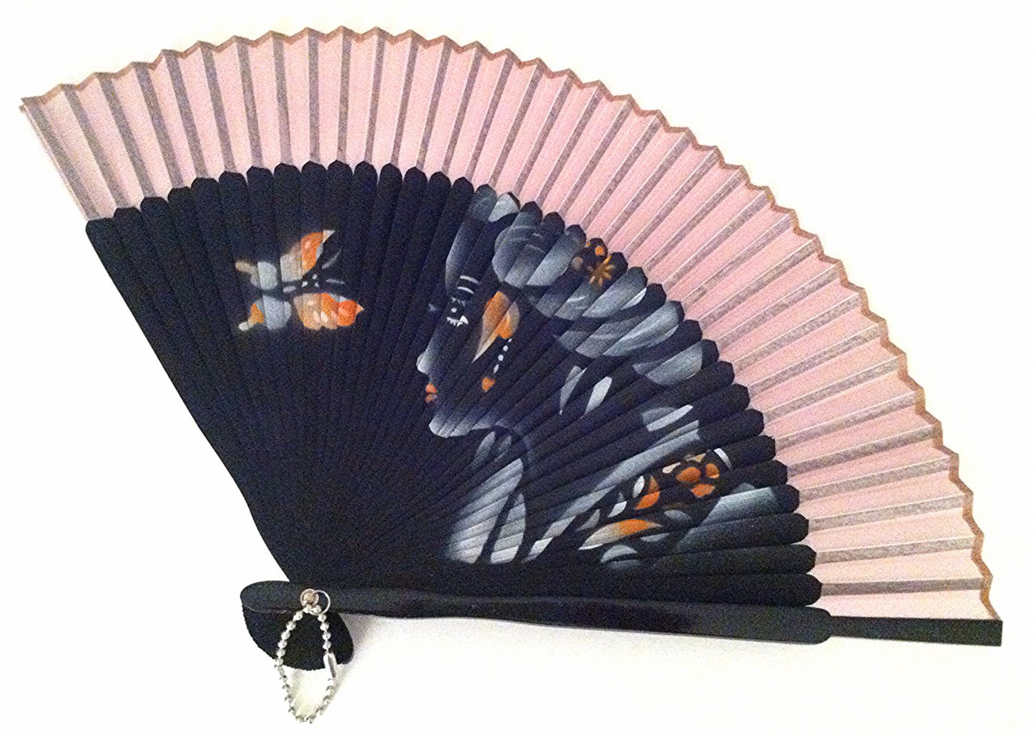 Bamboo Folding Handfan 201021 Spray Painted Asian Beauty Design Purple