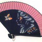 Bamboo Folding Handfan 201022 Spray Painted Asian Beauty Design Rose Pink