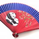 Panda Design Bamboo Folding Fan Handfan 201025 Spray Painted  with Dark Blue Fabric Color