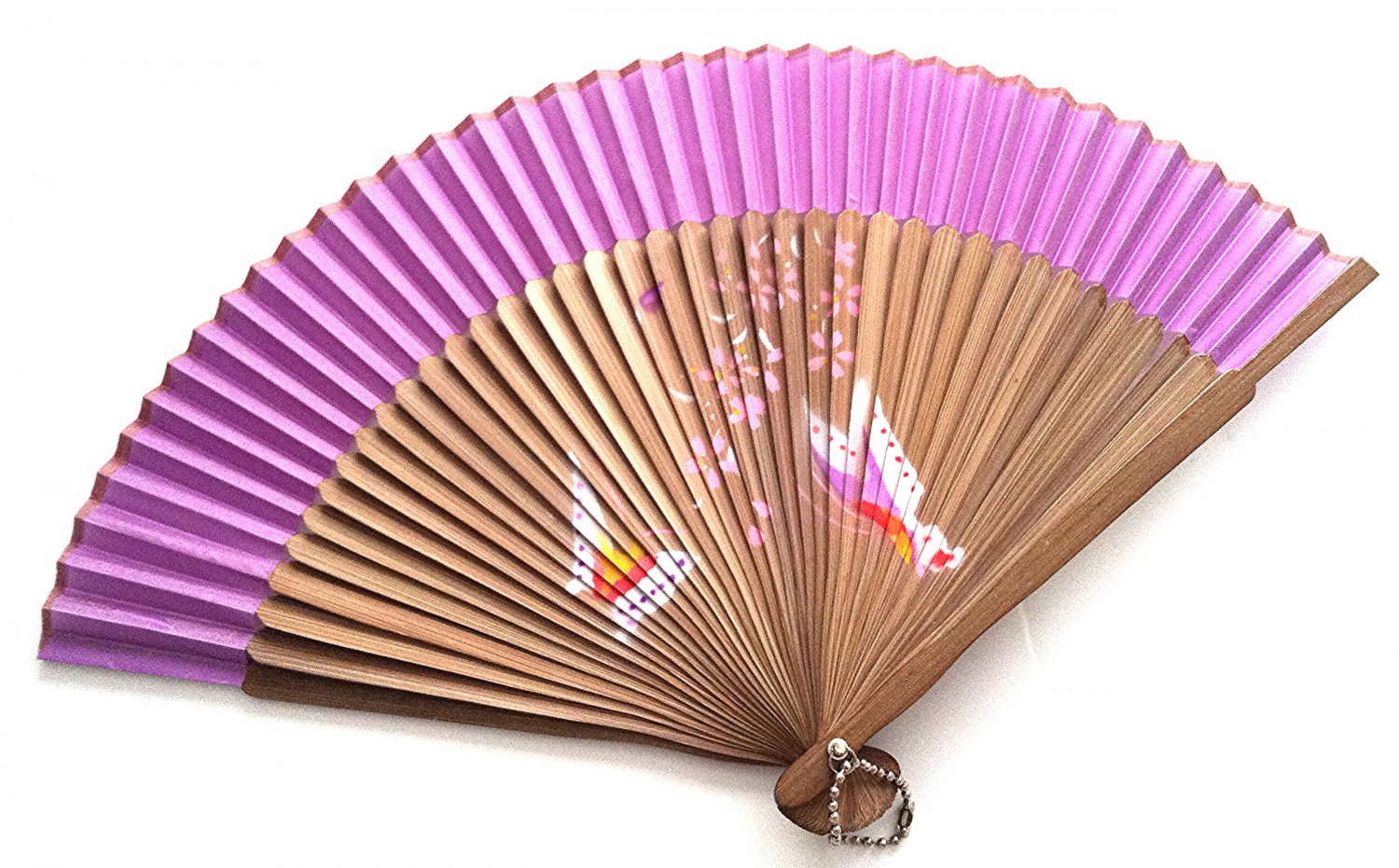 Bridal Wedding gift Bamboo Fan Folding Handfan 201044  Purple with Butterfly and Flowers Design