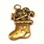 Toys Stocking Antique Gold Christmas Holiday Candy Canes Jewelry Charm Pendant