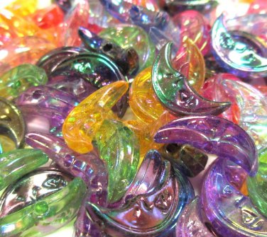 Crescent Moon AB Finish Rainbow Beads Acrylic Assorted Colors 50 Pc. Pack
