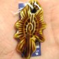 Brown Cream Pottery Leaf Focal Point Large Swirl Porcelain Charm