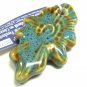 Blue Brown Pottery Leaf Focal Point Large Swirl Porcelain Charm