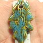 Blue Brown Pottery Leaf Focal Point Large Swirl Porcelain Charm