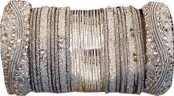 Metallic Bangles - White