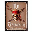 Disney Park Pirates of the Caribbean No Trespassing Metal Sign 11 X 8 1/2 NEW