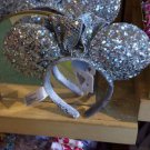 Disney Parks Minnie Mouse Ear Headband Disney Hat Silver Sequins Sequined NEW