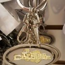 Six Flags Magic Mountain Silver Gold Twisted Colossus Keyring Keychain New