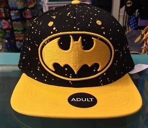 Six Flags Magic Mountain Batman Yellow Splatter Snapback Hat Cap