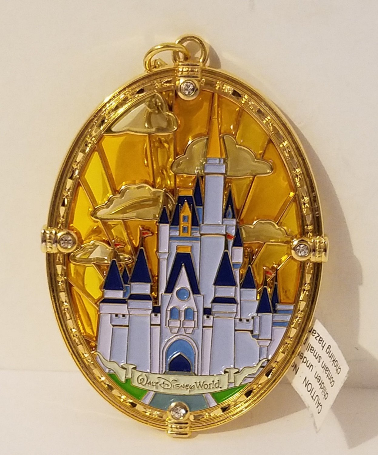 Disney Parks Cinderella's Castle Stained Glass Dangling Keychain New