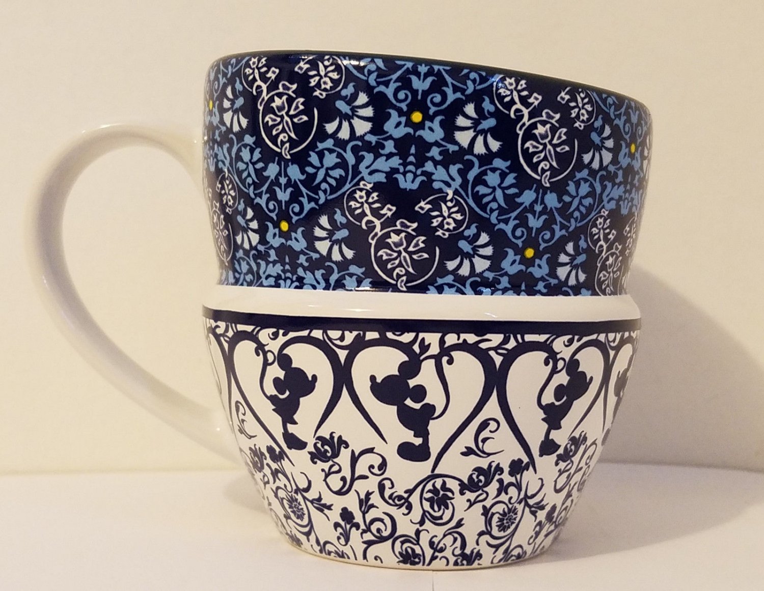 Disney Parks Indigo Icon Mickey Mouse Ceramic Stacked Bowl Mug Cup