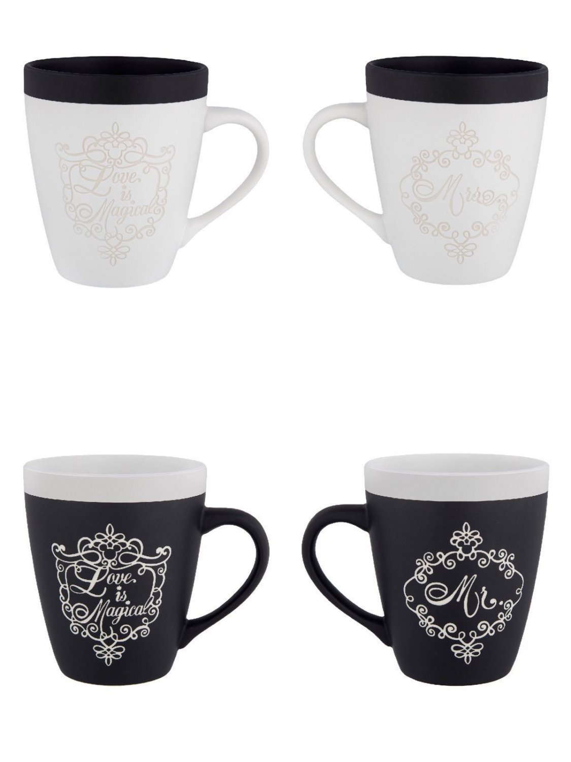 Disney Parks Love is Magical 2017 Wedding Groom and Bride Ceramic Mug Set New