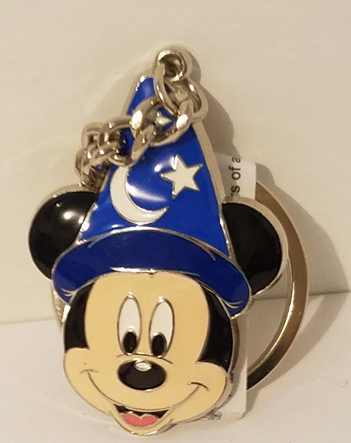 Disney Parks Sorcerer Mickey Mouse Face Keyring Metal Keychain New