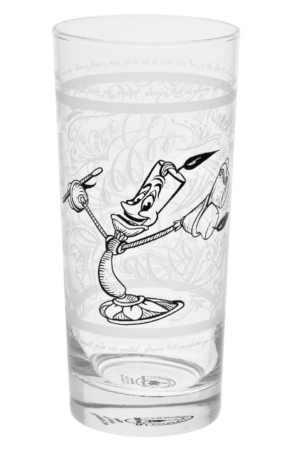 Disney Parks Beauty and The Beast Lumiere Be Our Guest Chalkboard Glass Cup