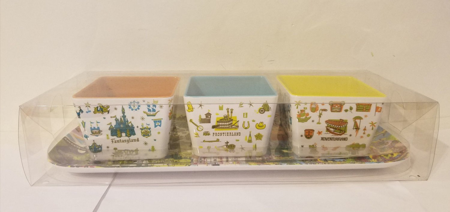 Disney Parks Walt Disney World Magic Kingdom Retro Map Appetizer Bowl Tray Set