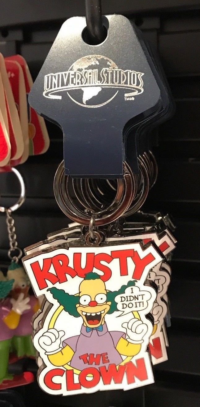 Universal Studios The Simpsons Krusty The Clown "I Didn't Do It" Metal Keychain