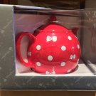 Disney Parks Minnie Mouse Red Ceramic Tea Pot w/ White Bows & Polka Dots