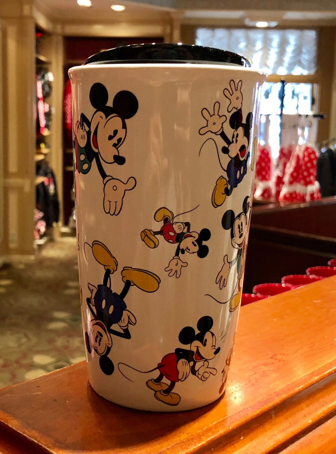 Disney Parks Classic Mickey Mouse Ceramic Travel Mug Lid Brand New