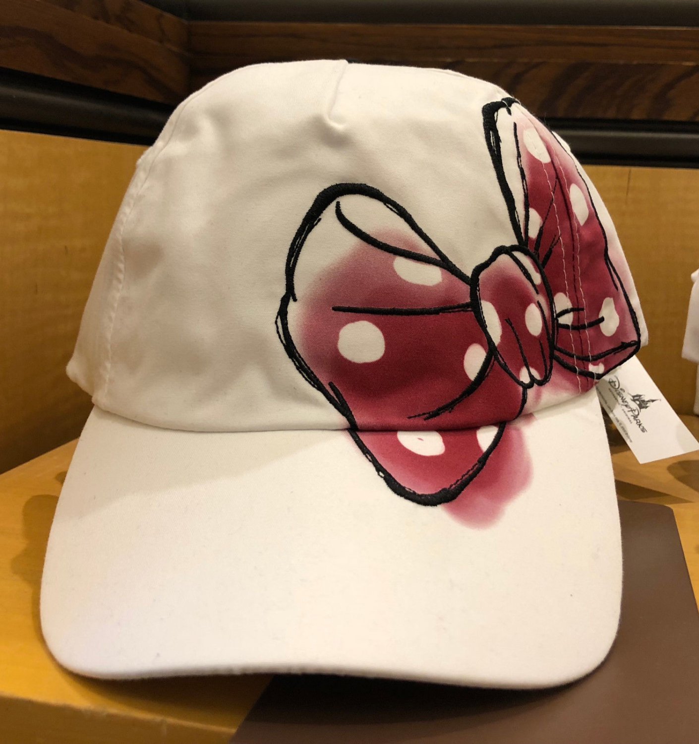 Disney Parks Minnie Mouse Bow and Signature Adjustable Hat Cap New