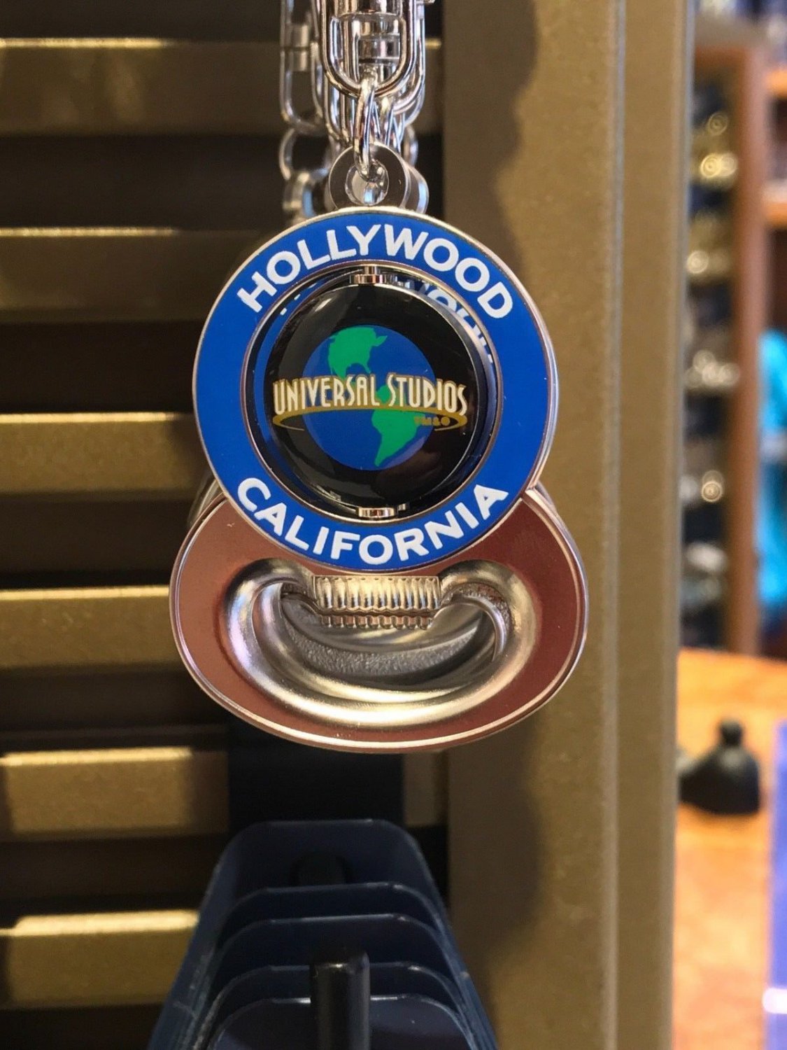 Universal Studios Hollywood California Spinning Globe Bottle Opener