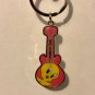 Six Flags Magic Mountain Looney Tunes Tweety Bird Guitar Shape Keychain New