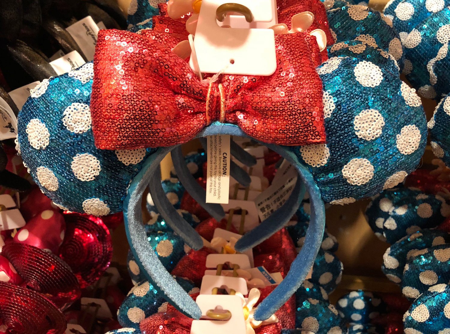 Disney Parks Minnie Mouse Polka Dot Big Bow Blue Headband New