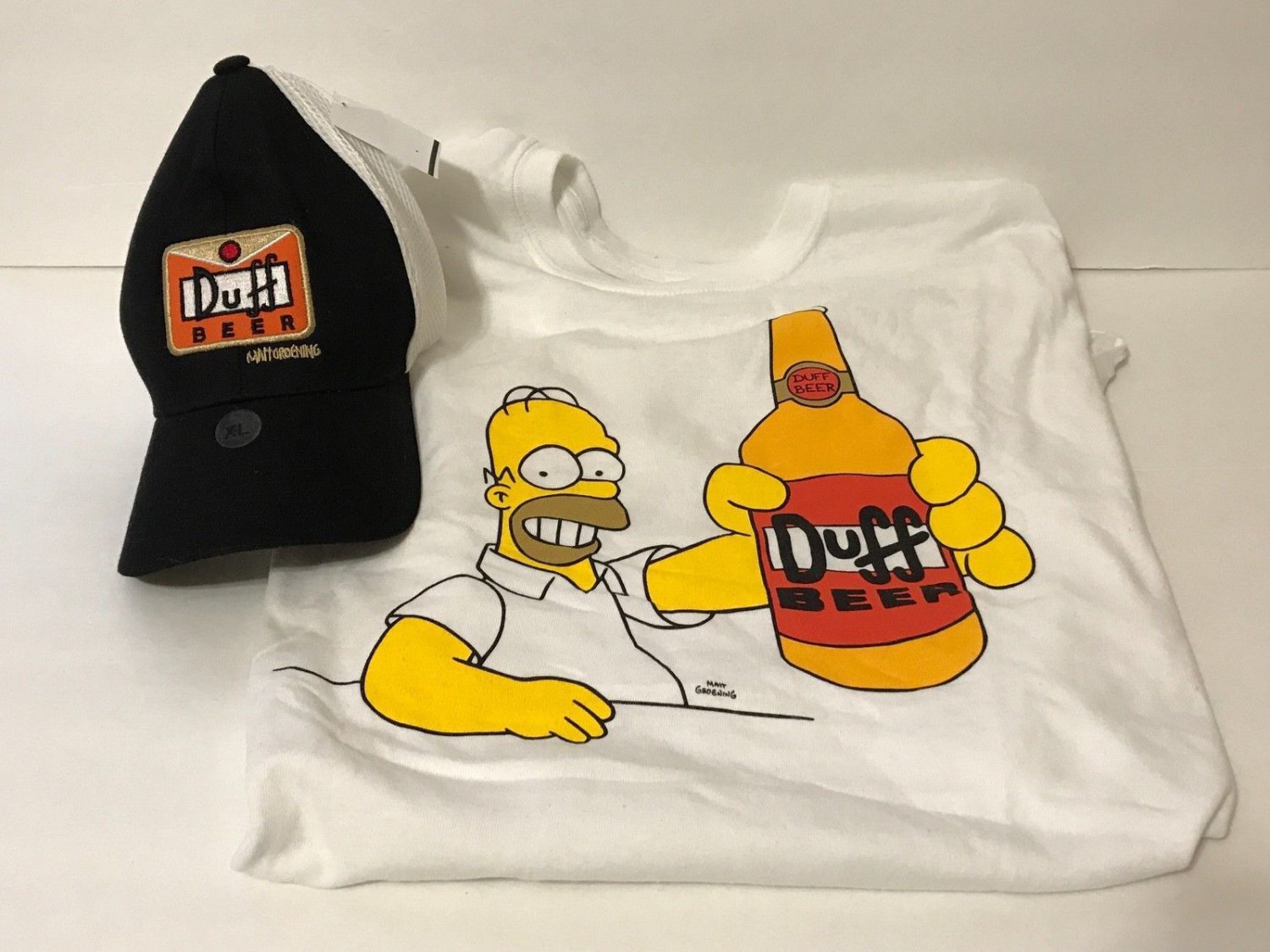 Universal Studios The Simpsons Duff Beer Baseball Cap Hat and T-Shirt XLarge