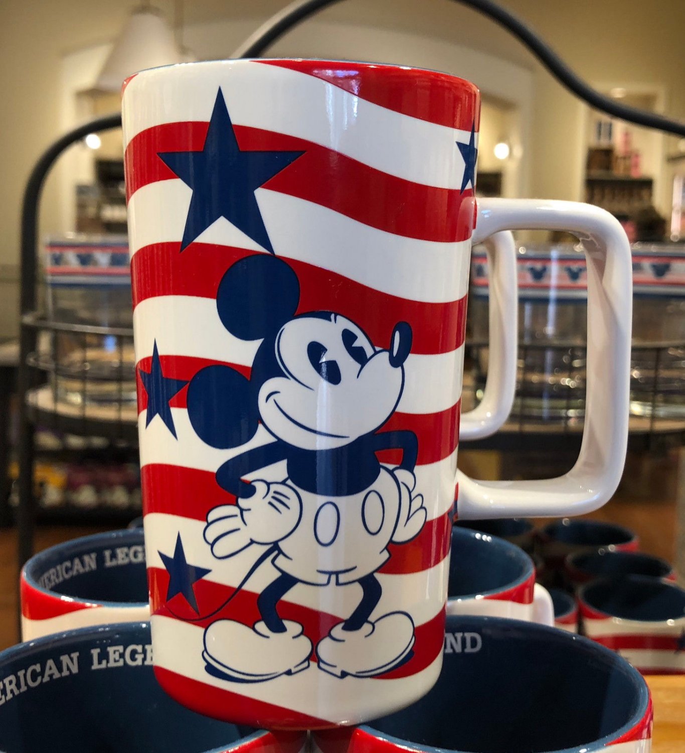 Disney Parks Mickey Mouse American Legend Tall Ceramic Cup Mug New